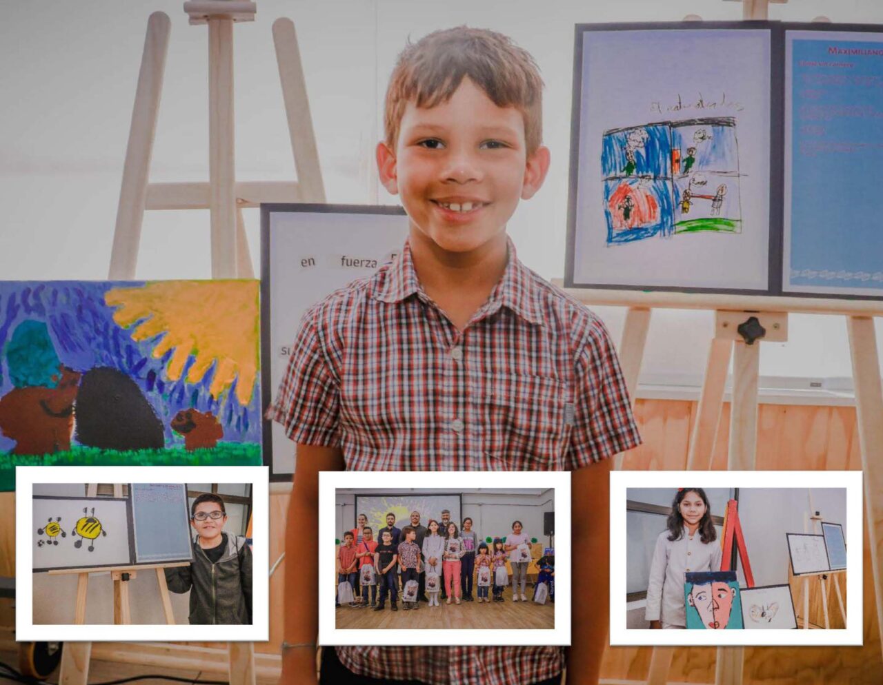 Participante de MigrArte exhibe obras realizadas durante talleres culturales en Concepción.